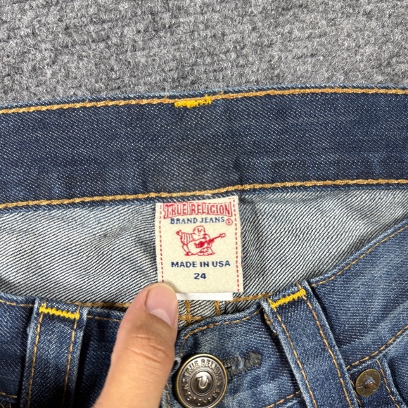 Vintage True Religion Brianna Jeans Straight Dark Wash USA Made Size 24 READ** - Picture 3 of 11